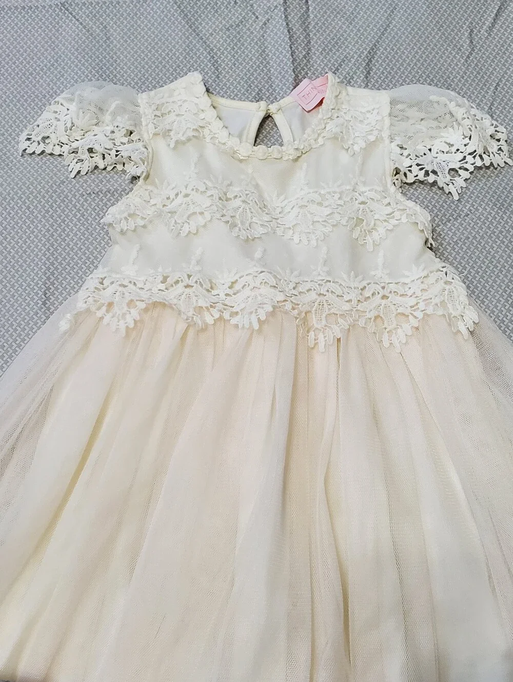 THINK PINK Ivory Lace Tulle Dress - Elegant Party Dress